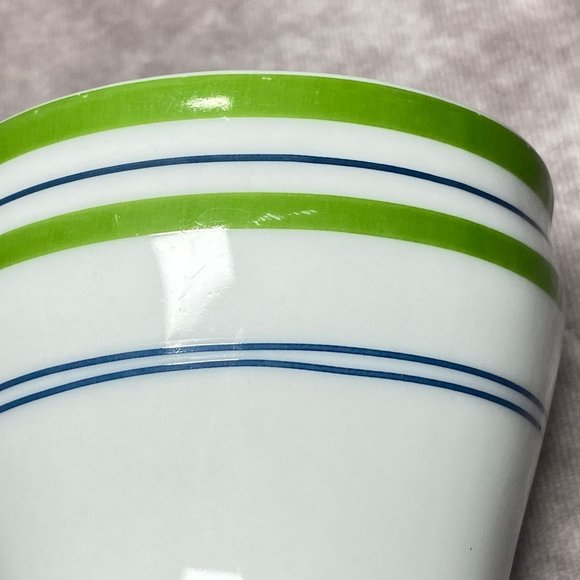 2007 Starbucks White Coffee Mug Green Band Blue Stripes Tea Cup 12oz Microwave a - Picture 10 of 11
